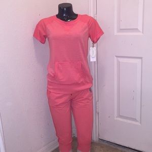 Green Tee Set of Capri pants and Shirt - Pink